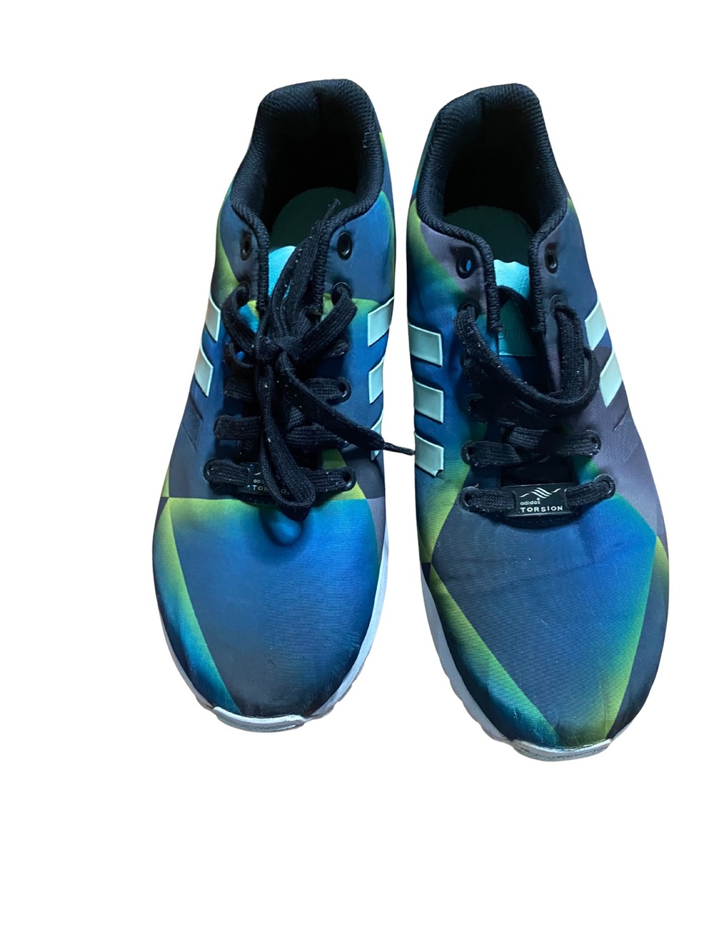 Adidas ZX Flux Geometric Blue Green Torsion Sneakers Men’s Size 8